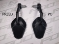 Przed i po - oklejenie lusterek folią carbon Fooqs