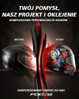 Oklejanie kasków motocyklowych – personalizacja, zmiana koloru, naklejki torowe i grafiki custom.